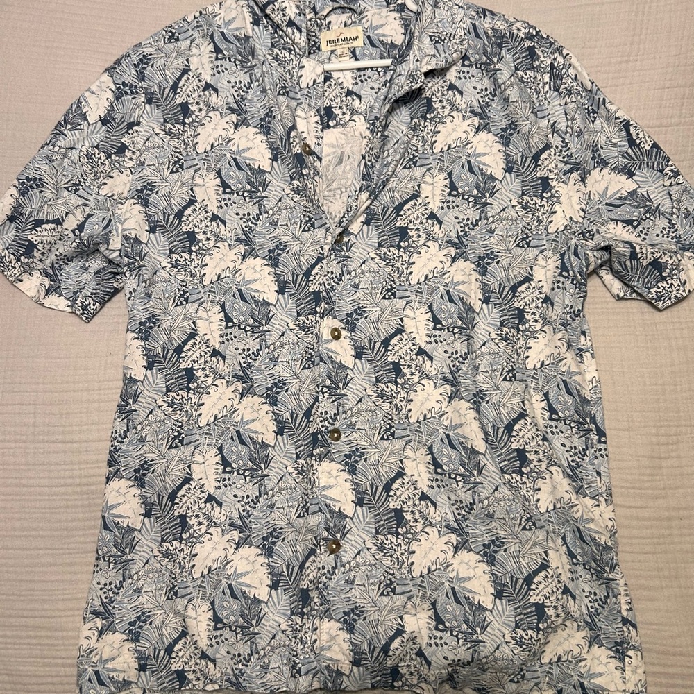 Joe Fresh White & Blue Tropical Short-Sleeve Button-Up Shirt